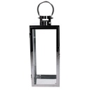 Lanterna metallo 1-3 argento quadro cm21x20,3h52,5