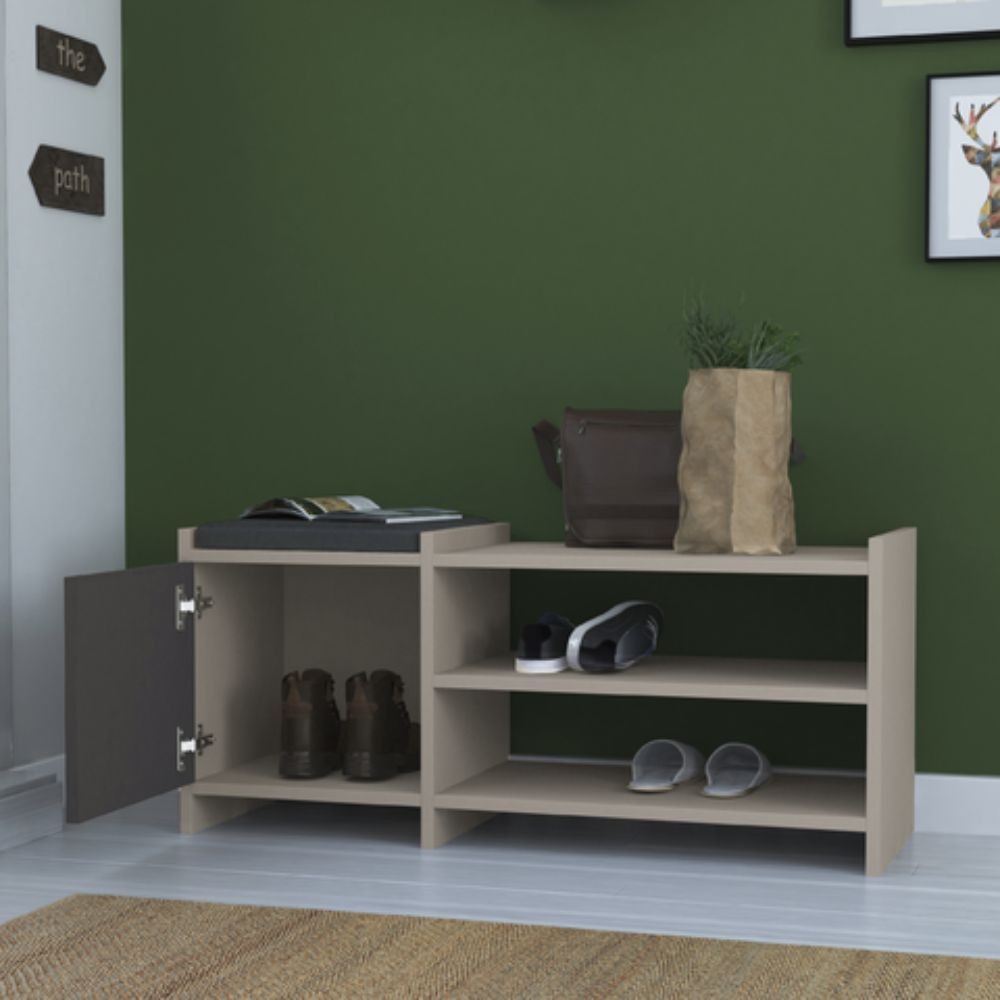 Scarpiera con Anta Antracite, Colore Light Mocha  44x100x35 cm