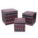 Eco-leather box 1-3 multicolored flowers cm24x24h24