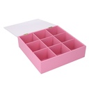 Scatola legno 9 scomparti multicolor quadro cm24x24h7