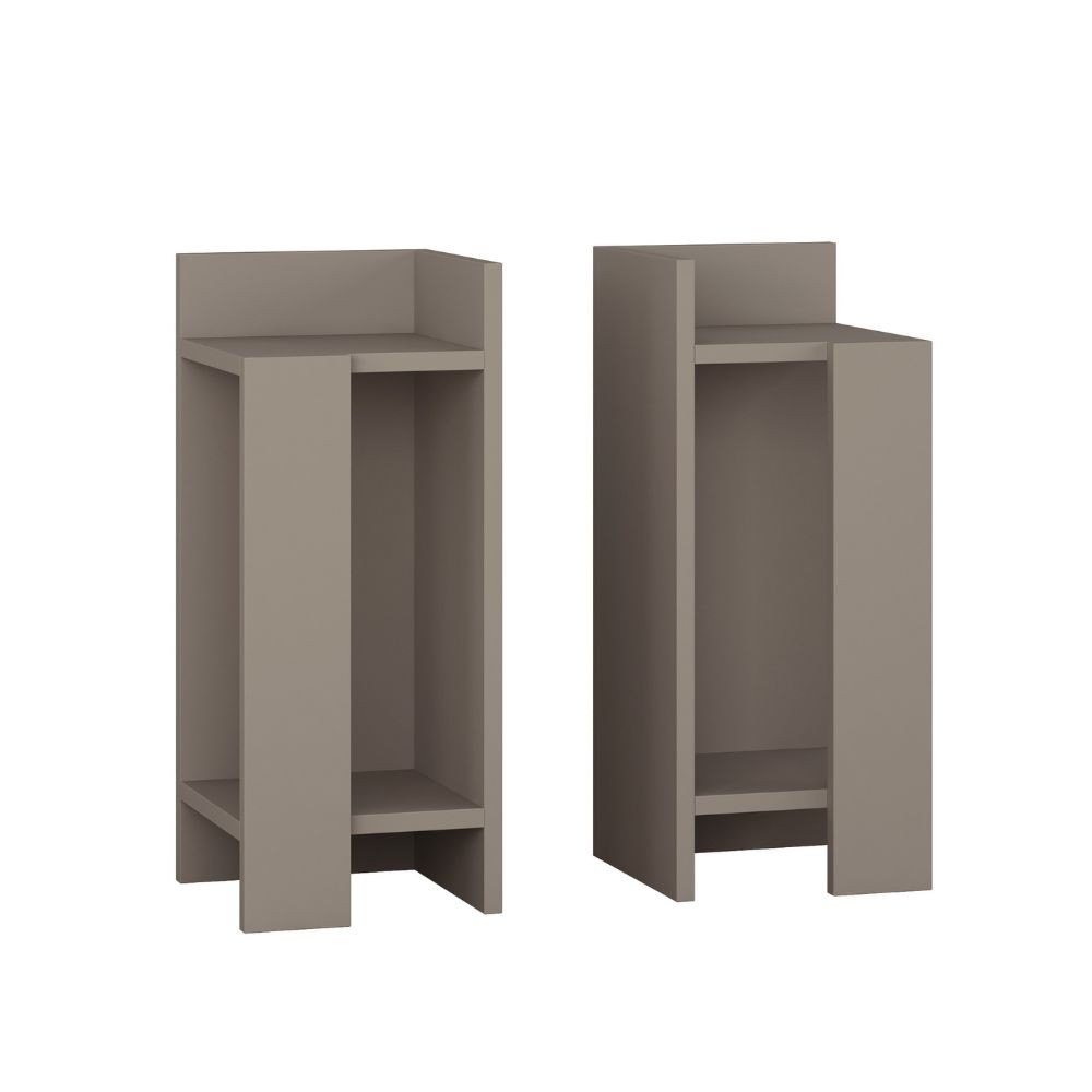 Set 2 tavolini comodini Elos colore light mocha 25x25x60 cm
