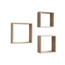 Set 3 mensole da parete Shelvy Cub forma cubo colore sonoma