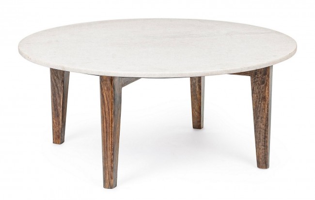 Tavolino in legno e marmo stile vintage cm Ø75x32h