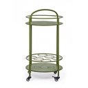 Carrello per bottiglie in acciaio verde con ruote autobloccanti