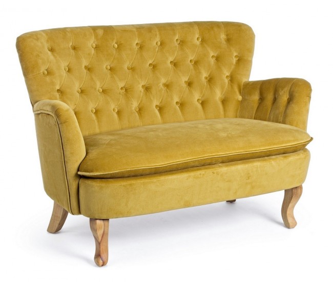 Divano vintage 2 posti Orlins Senape 114x69x79h cm - Samnite