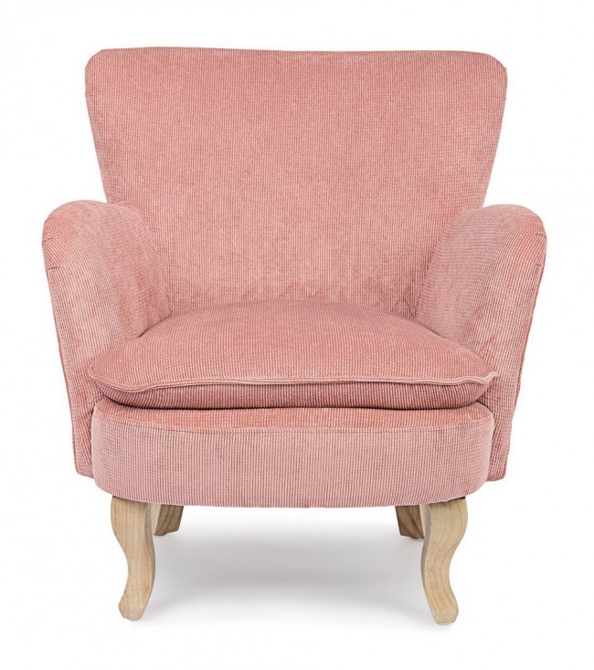 Poltrona vintage Chenille Imbottita in velluto Rosa - Samnite