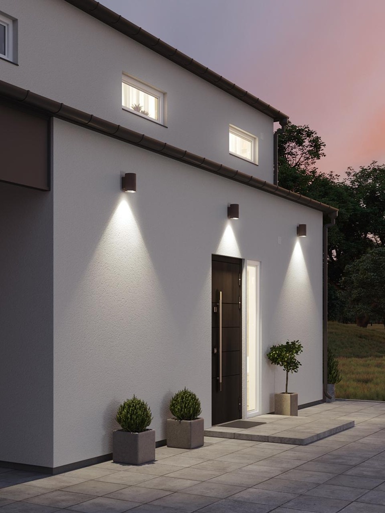 Lampada da parete in alluminio pressofuso con diffusori in vetro trasparente - 20W, 2120 lumen corten - Samnite