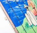 Stampa su legno con tela multicolor 60x100 cm - Samnite