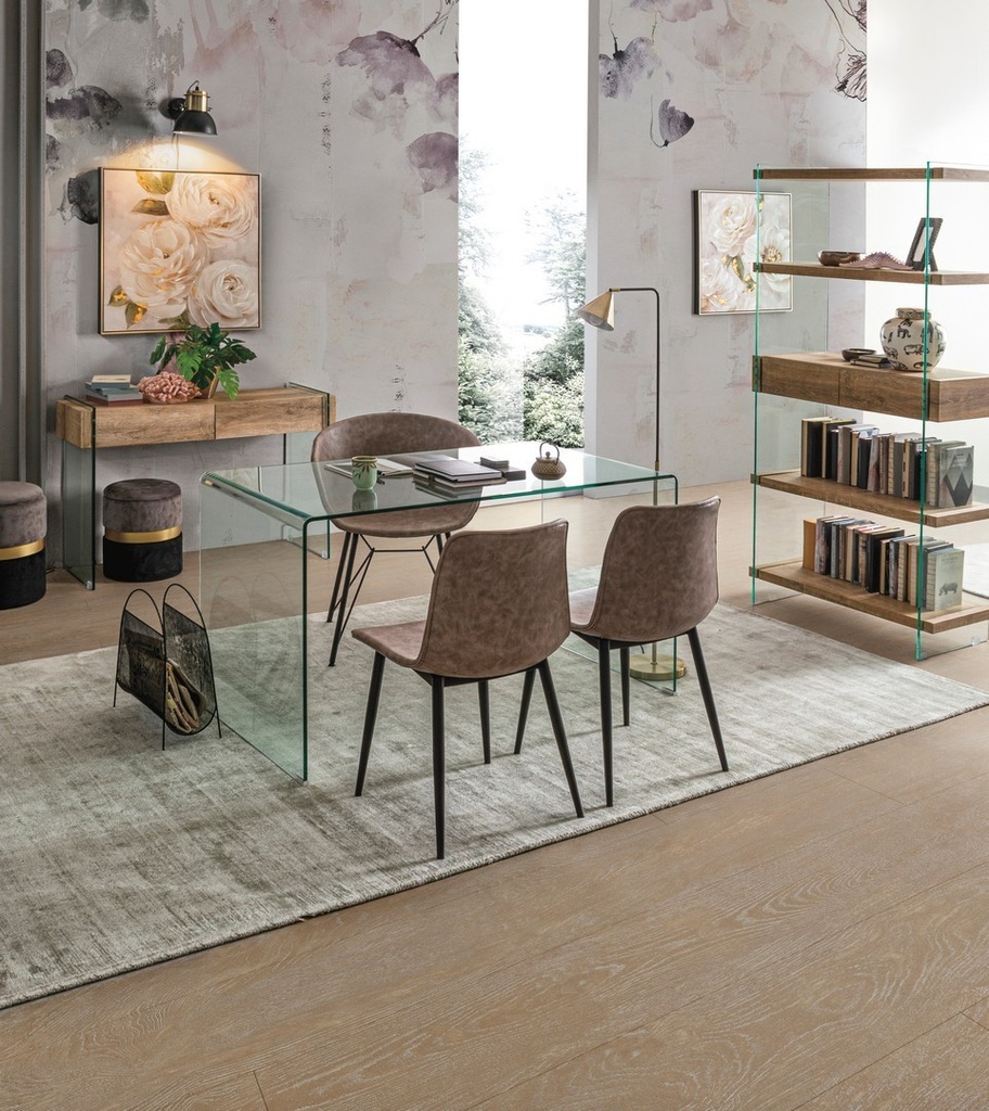 Sedia vintage similpelle beige Warhol cm 59 x 54,5 x 80 - Samnite