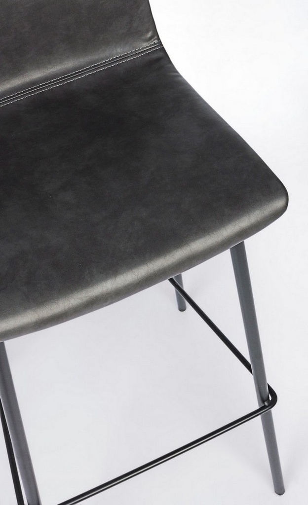 Sgabello bar vintage acciaio similpelle antracite Kyra cm 39 x 44 x 103,5 - Samnite