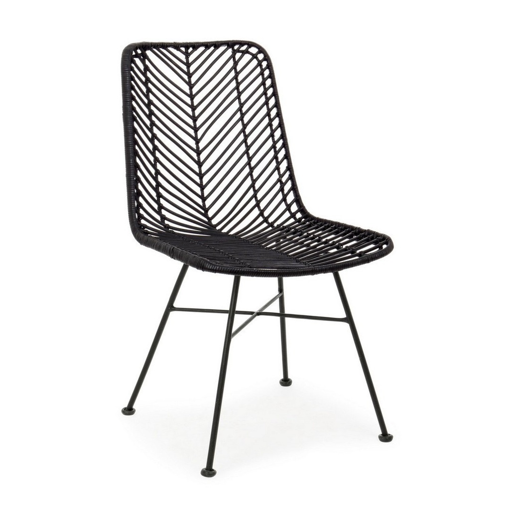 Sedia intrecciata in rattan nera Lorena - Dimensioni: 50x64x89 cm