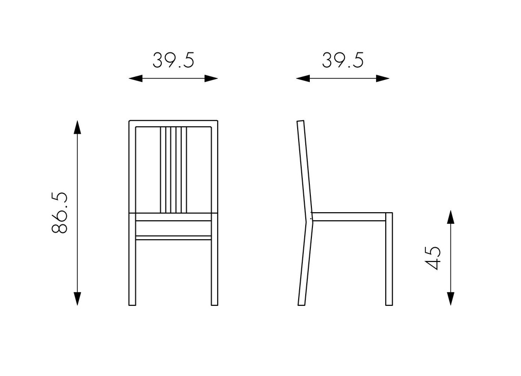 Set di 4 sedie in legno laccato bianco, dimensioni 36.5x36.5x86.5 cm