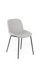 Set di 4 sedie in tessuto grigio chiaro con gambe in metallo nero, 57cm x 46cm x 80cm