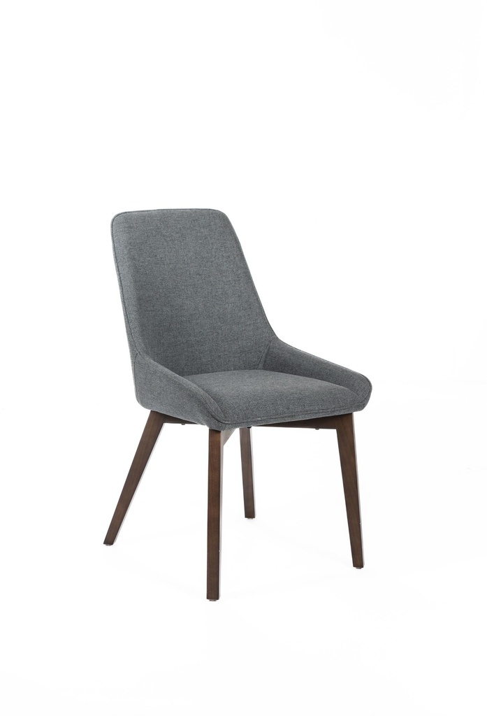 Set di 4 sedie in tessuto grigio scuro con gambe in massello di noce, 62cm x 49.5cm x 87cm