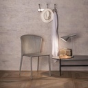 Set di 4 sedie in similcuoio con seduta grigio chiaro, struttura in metallo - 49x56x82h cm