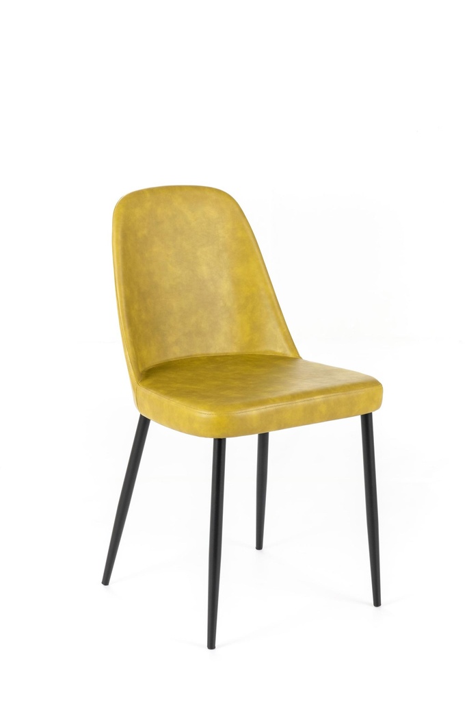 Sedia Soft-Touch di Alta Qualità 52cm x 45cm x 85cm con Gambe in Metallo Nero e Rivestimento Senape