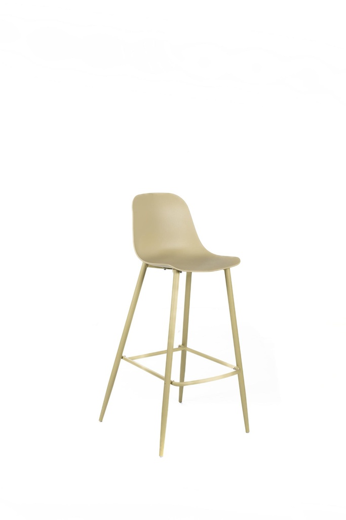 Set di 2 Sgabelli in Polipropilene, dimensioni 47.5cm x 47cm x 91.5cm, con gambe in metallo giallo