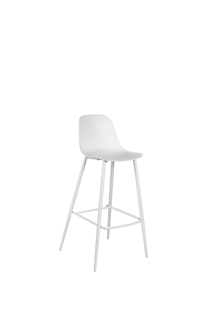 Set dai 2 Sgabelli moderno in polipropilene con gambe in metallo bianco, 47.5cm x 47cm x 91.5cm