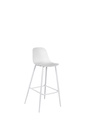 Set dai 2 Sgabelli moderno in polipropilene con gambe in metallo bianco, 47.5cm x 47cm x 91.5cm