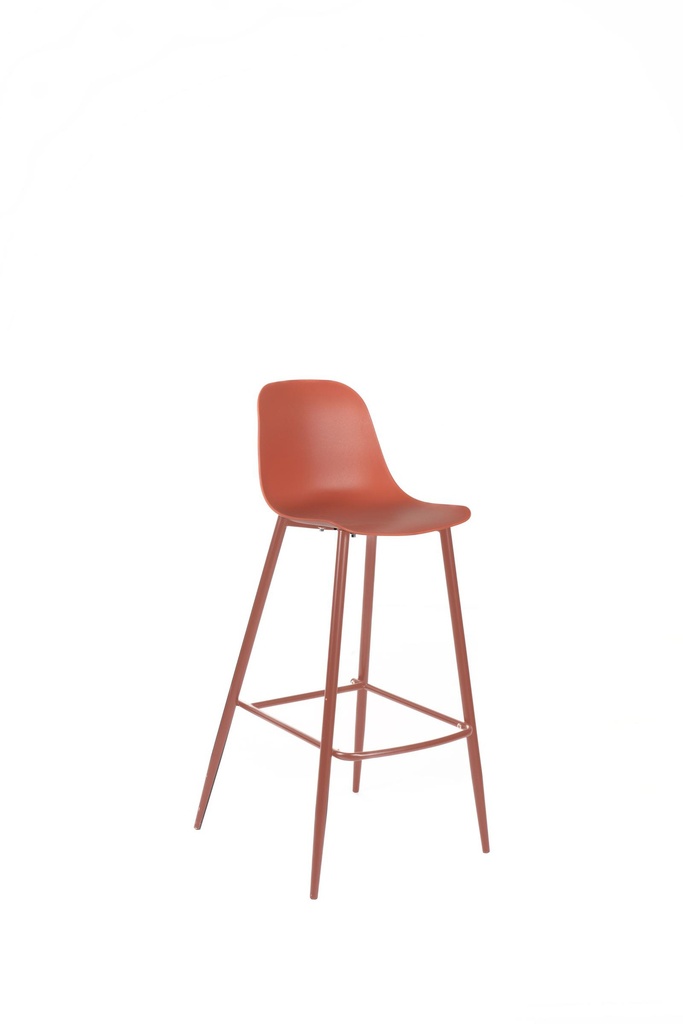 Set dai 2 Sgabelli in polipropilene resistente con gambe in metallo, finitura ruggine - 47.5cm x 47cm x 91.5cm