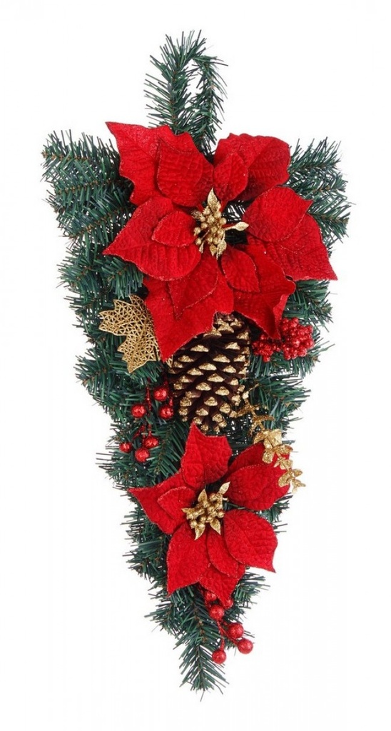 8x Decor. Josie Poinsettia Rosso Goccia