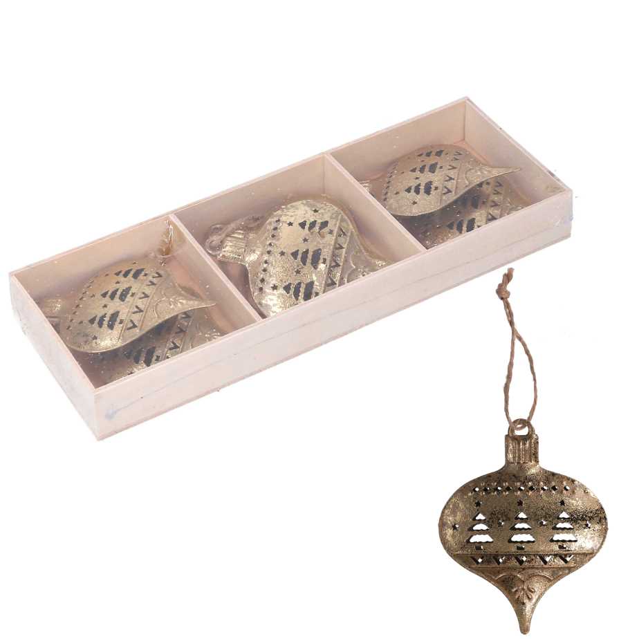 Addobbo metallo confezione 6pz oro 22x8x2,5 cm