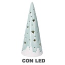 Albero ceramica disegno slitta con led verde acqua 12x26 cm