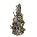 Albero con pigne e bacche bianche 17x41 cm