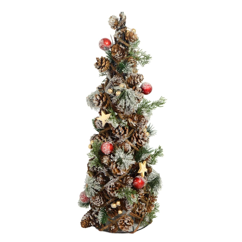 Albero innevato con bacche rosse e pigne ø19h50