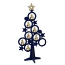 Albero legno blu con campanelli oro 26x15,5x53 cm