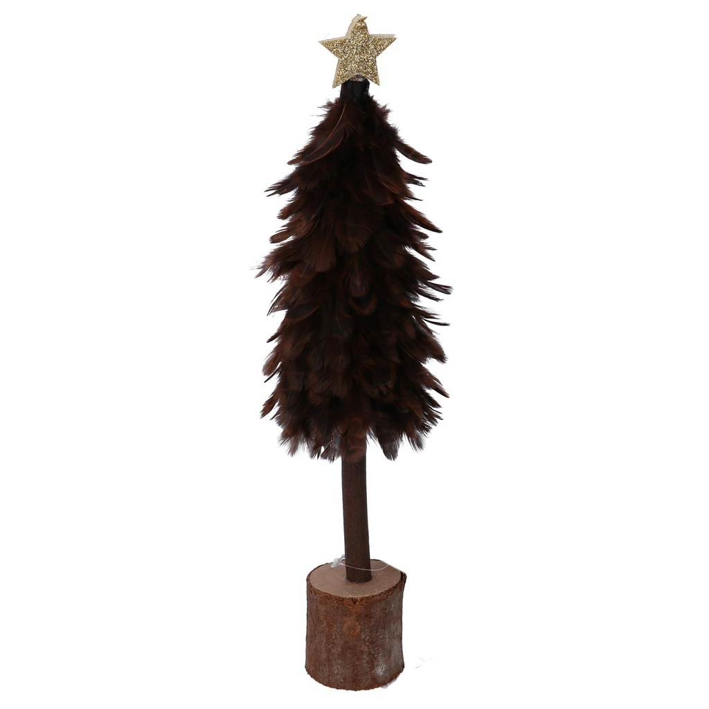 Albero legno con piume marrone 9x4x31 cm