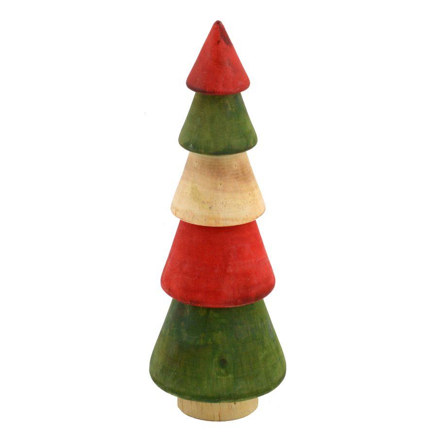 Albero in Legno Naturale Rosso Verde 9x9x25,5 cm