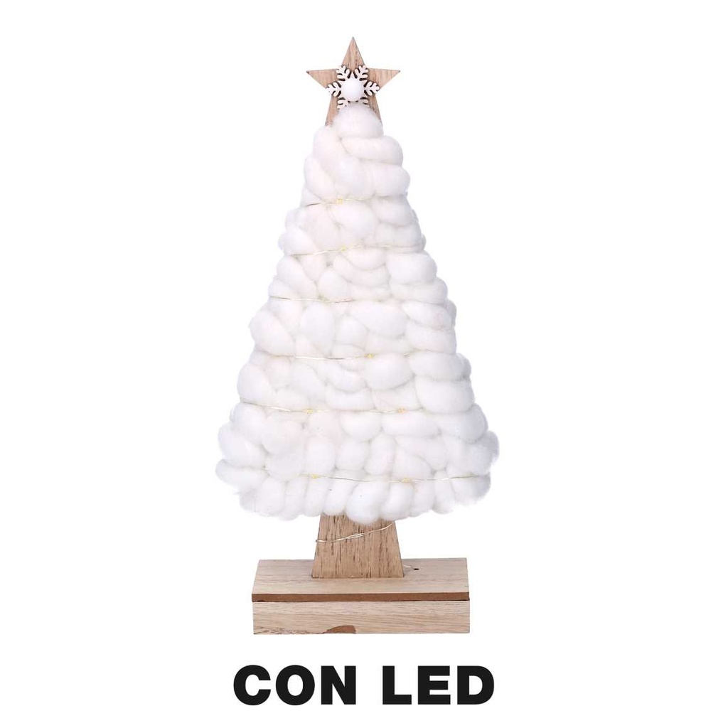 Albero in legno tessuto con luci LED bianche 15x5x33 cm