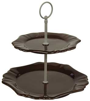 Alzata 2 ripiani carrube cm. 23x23 h 32,5