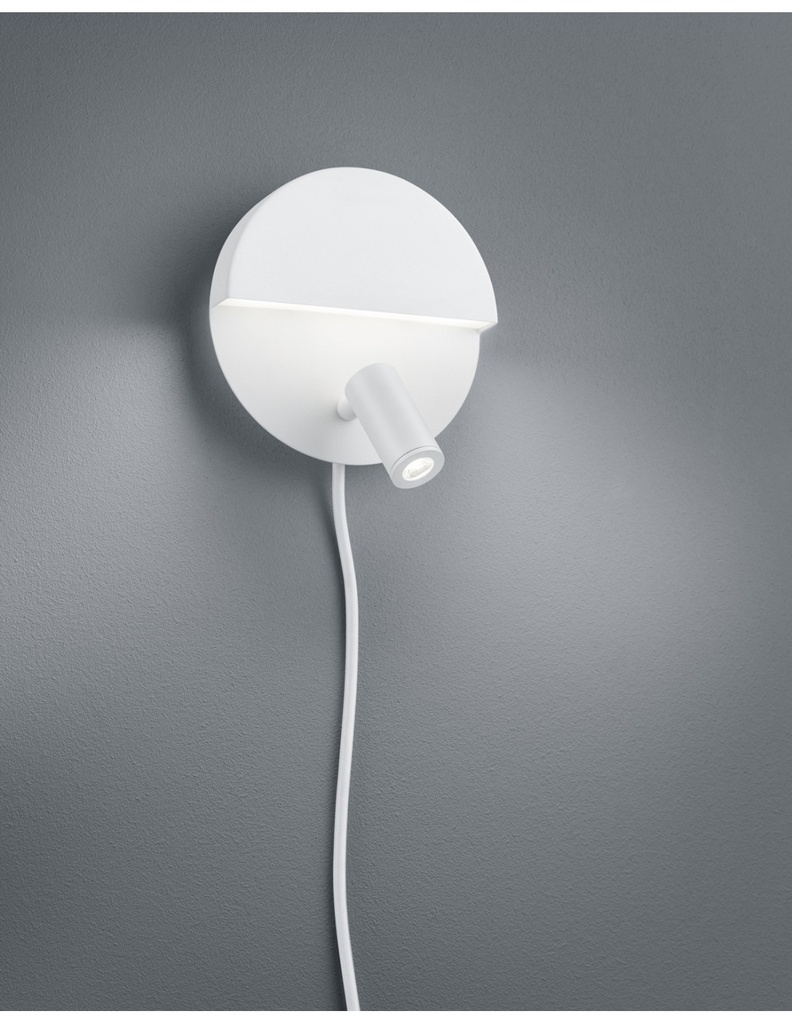 Applique Moderna Doppia Emissione Bianco con Faretto Orientabile