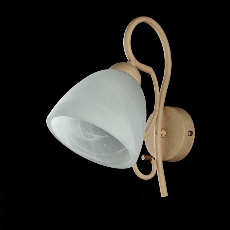 Applique in ferro Avorio una luce paralume in vetro Alabastro Bianco 22x h25 cm