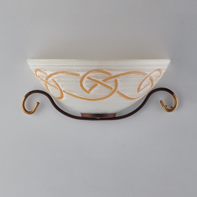 Applique in ferro Nero Ruggine rifinitura Oro una luce 33x16x h13 cm