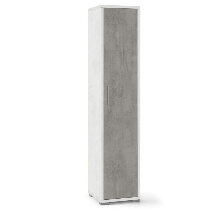 Armadio stretto multiuso in legno Bianco Cemento 39x41x h182 cm