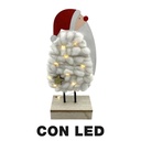 Decorazione Babbo Natale in Legno e Tessuto con LED Bianco 10x5x21 cm