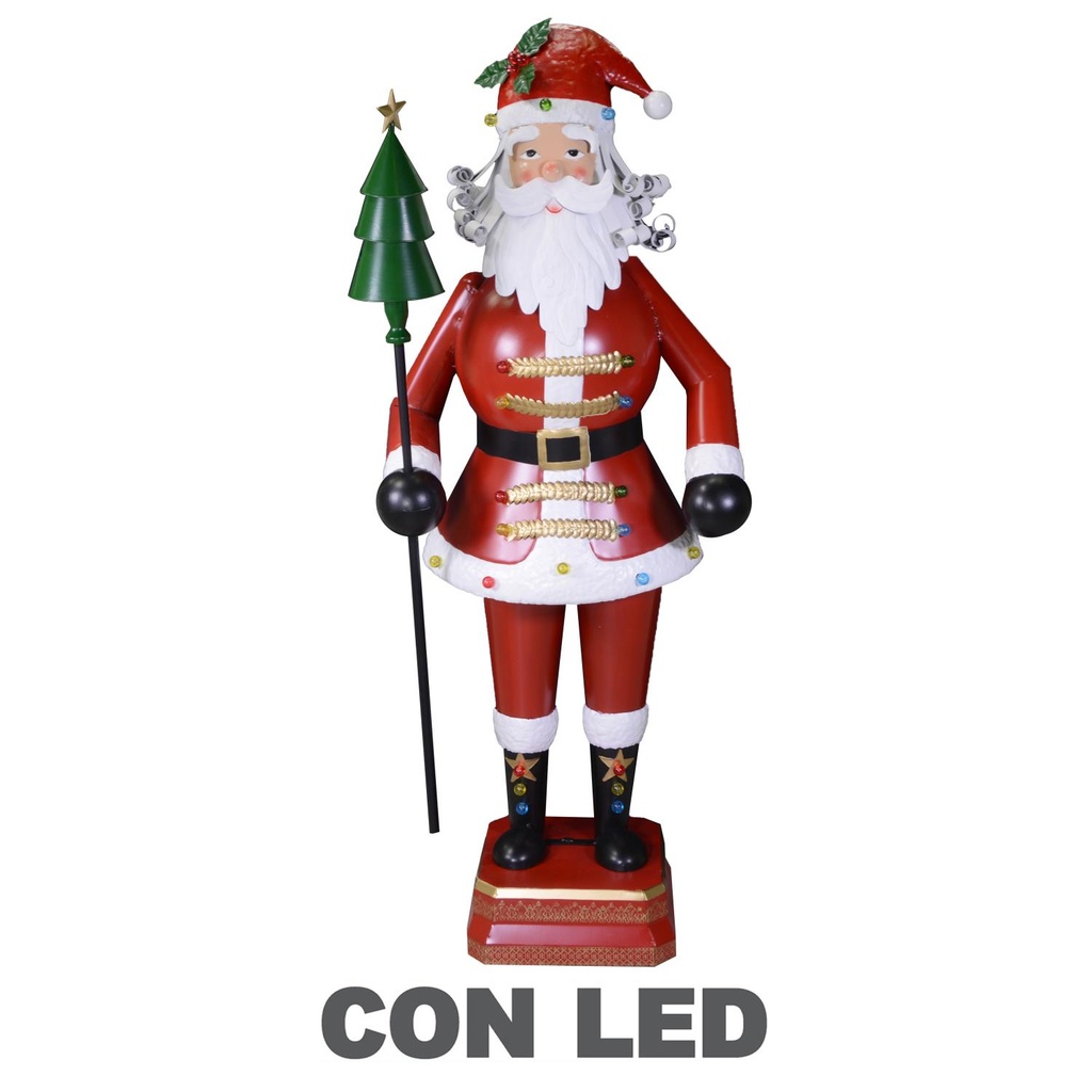 Statua Babbo Natale in Metallo LED Rosso 40x30x135 cm