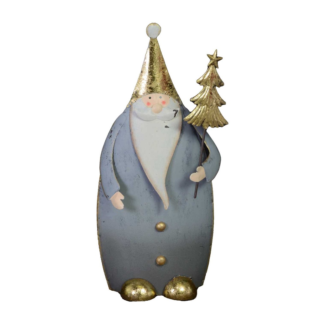 Statuetta Babbo Natale in Metallo Oro Grigio 10x5x21 cm