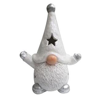 Babbo Natale Resina Bianco con Luce 26,5x19,5x38 cm