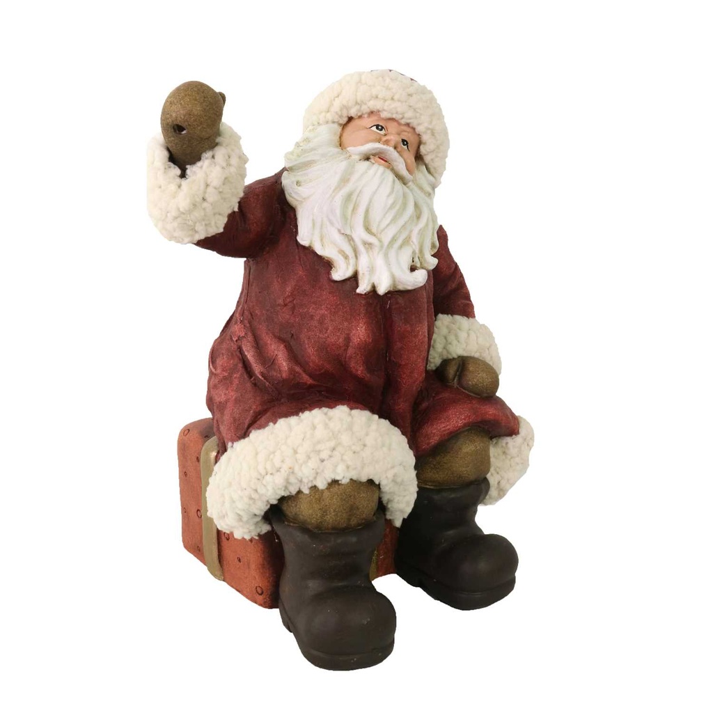 Statuetta Babbo Natale in resina rossa 24,5x20,5x32,5 cm