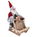 Babbo Natale Tessuto con Slitta Regali Grigio Rosso 33x12x30cm