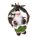 Ghirlanda verde con Babbo Natale in tessuto - 23,5x13,5x30 cm