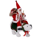 Babbo Natale Tessuto su Orso Rosso 30x10x36 cm