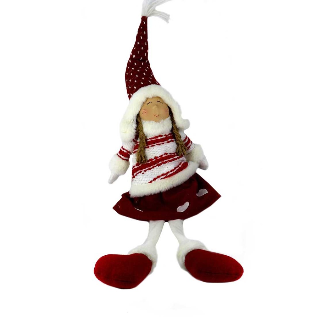 Bambina in tessuto rosso 16x6x55 cm