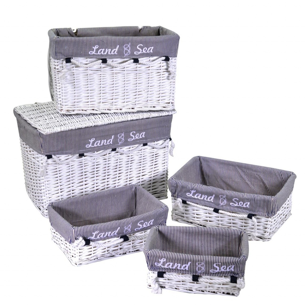 Baule in vimini con 3 cassetti bianco - Misure: 54x33x32 cm