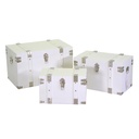 Set 3 Bauli Legno Bianco Rettangolari - Misure: 40x23x25 cm, 48x28x30 cm, 58x34x35 cm
