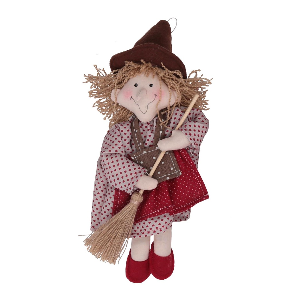 Befana in tessuto rosso 13x28 cm